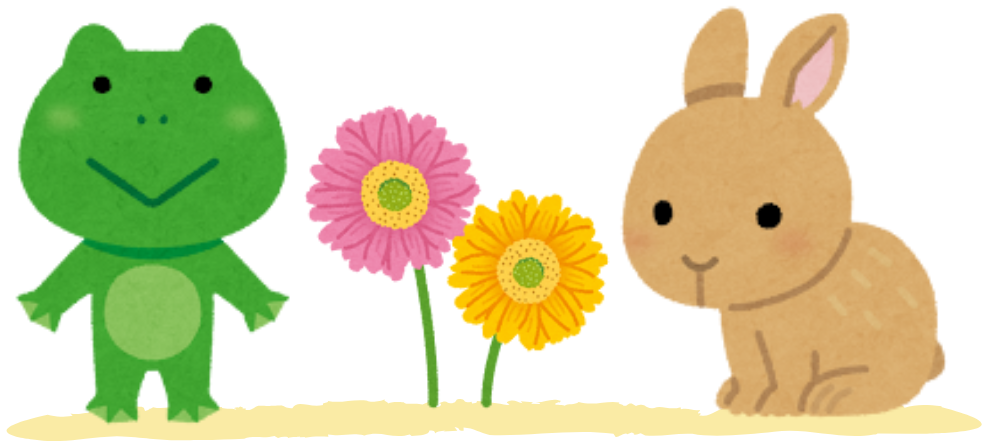かえるとうさぎのイラスト